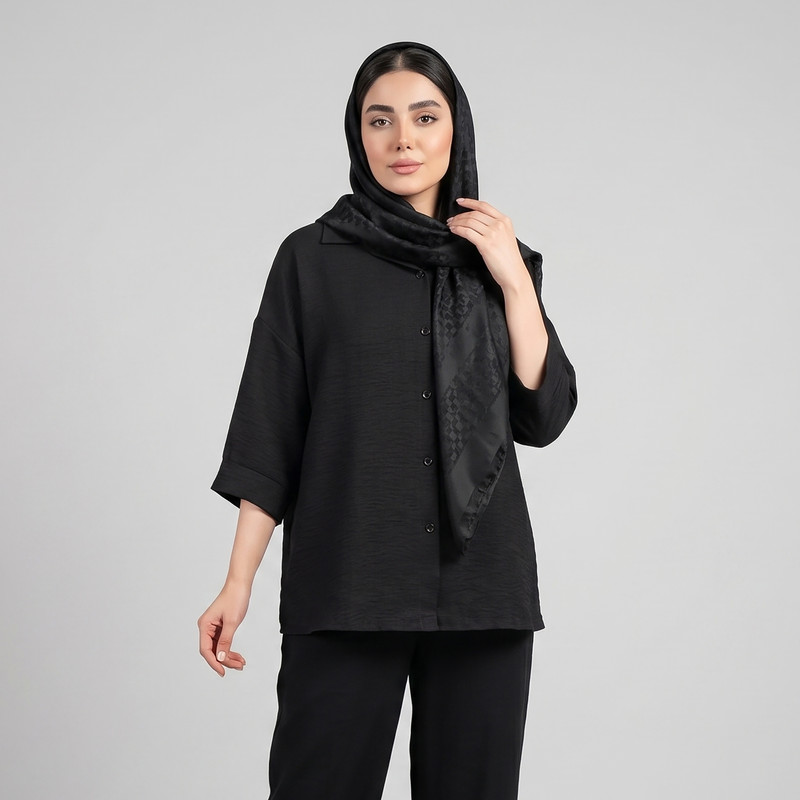 شومیز آستین سه‌ربع یقه برگردان زنانه مون‌سا - تصویر 10