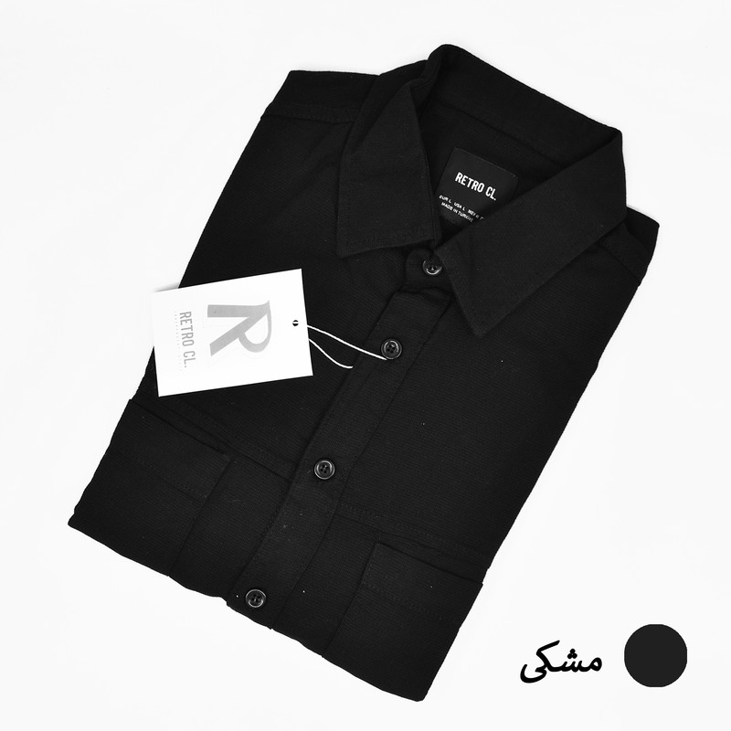 پیراهن آستین بلند یقه برگردان مردانه لینن با دو جیب سینه - تصویر 63