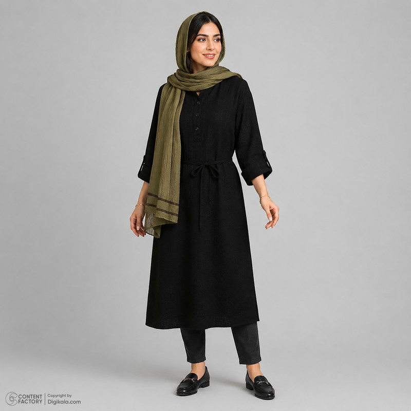 مانتو جلو بسته زیر زانو زنانه السانا مدل هایکا کد 2563 - تصویر 3