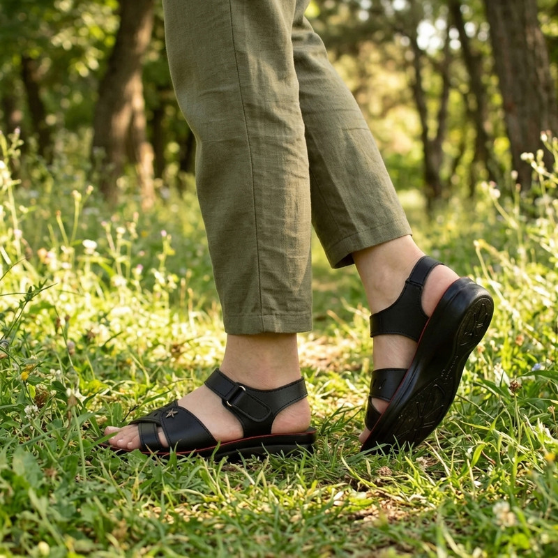 صندل طبی زنانه شهپر با رکاب چسبی و چرم مصنوعی - تصویر 8