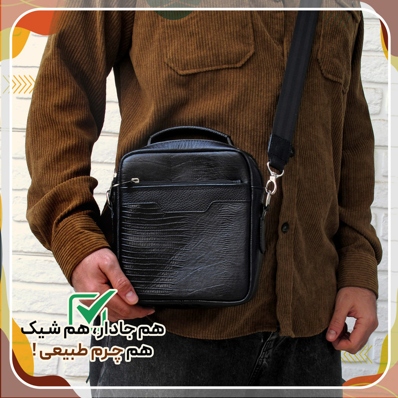 کیف رودوشی مردانه چرم طبیعی مدل MRS128L - تصویر 5