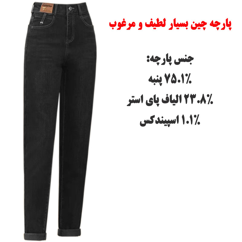 شلوار جین زنانه زمستانی مدل A366 لایه مخمل - تصویر 3