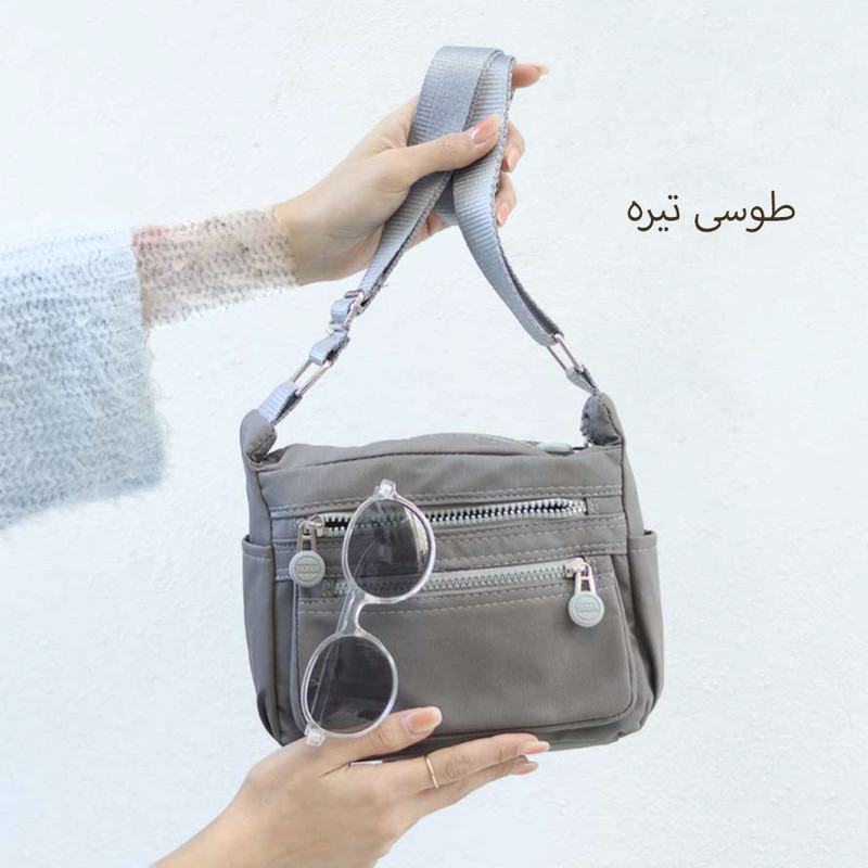 کیف رودوشی و پاسورتی زنانه ساتنی مدل 614 با ۶ بخش داخلی - تصویر 15