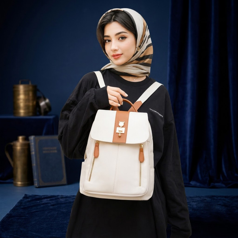 کوله‌پشتی روزمره زنانه دو‌بند با زیپ سراسری و بندهای قابل تنظیم - تصویر 20