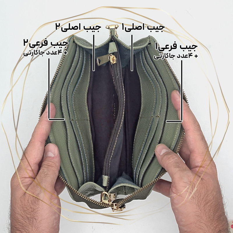 کیف دوشی زنانه چرم طبیعی مدل FTH136F چند محفظه - تصویر 6