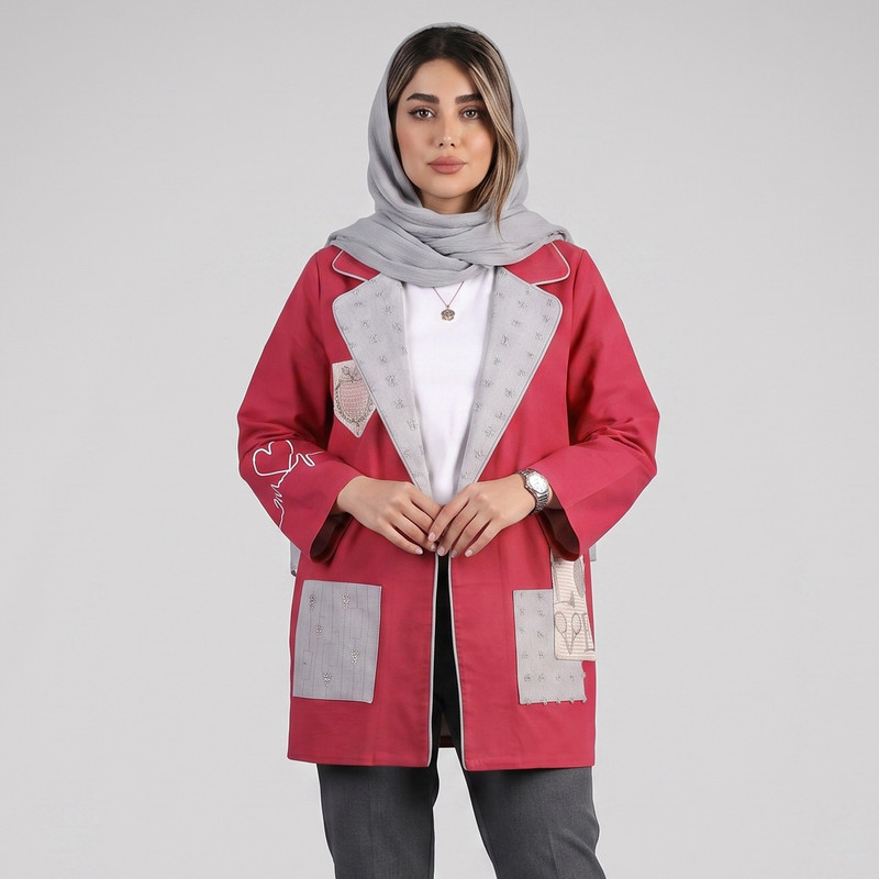 مانتو کتی زنانه لینن طرح انتزاعی فلای مدل 895