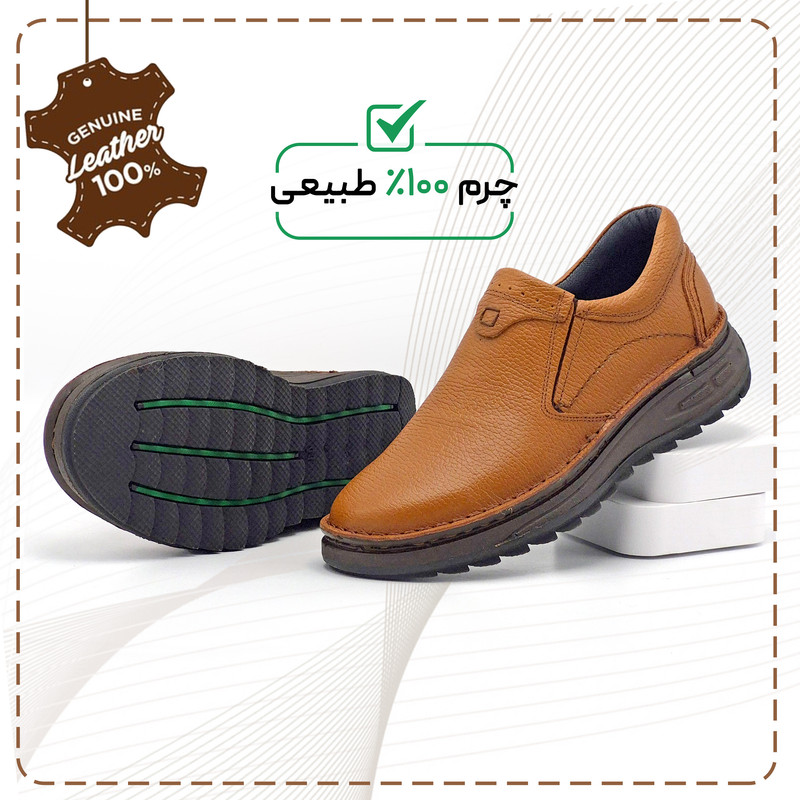 کفش روزمره مردانه چرم طبیعی مدل EASE بدون بند - تصویر 3