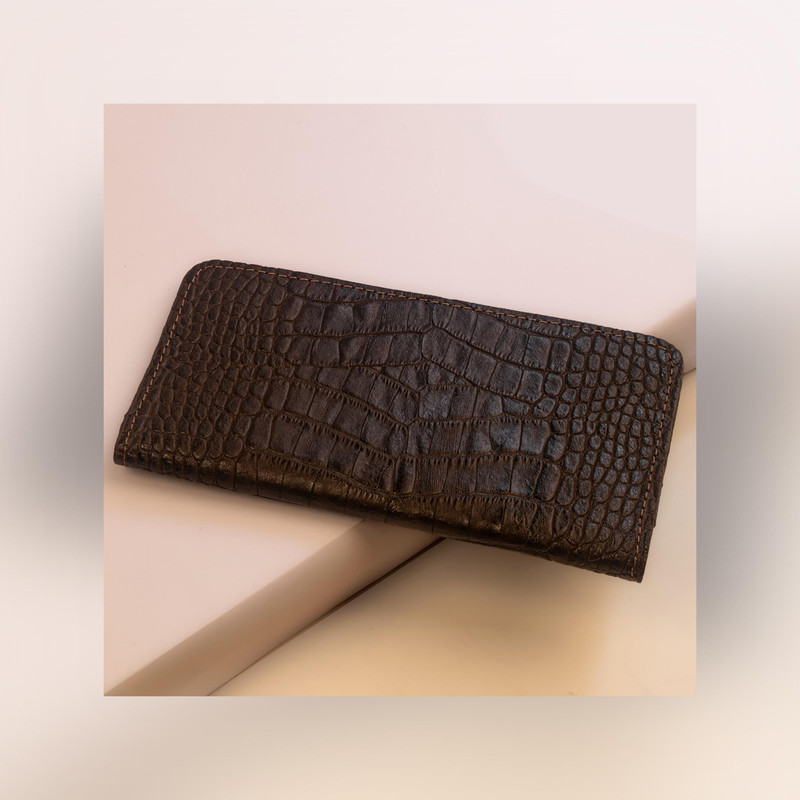 کیف پول چرم عطارد مدل K06 چرم طبیعی کروکو ۱۹ در ۹ سانتی - تصویر 9