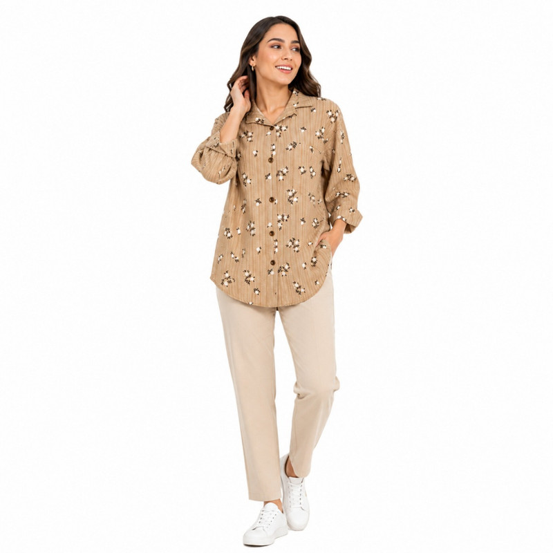شومیز زنانه آستین سه‌ربع یقه گرد مدل 7646 - تصویر 3