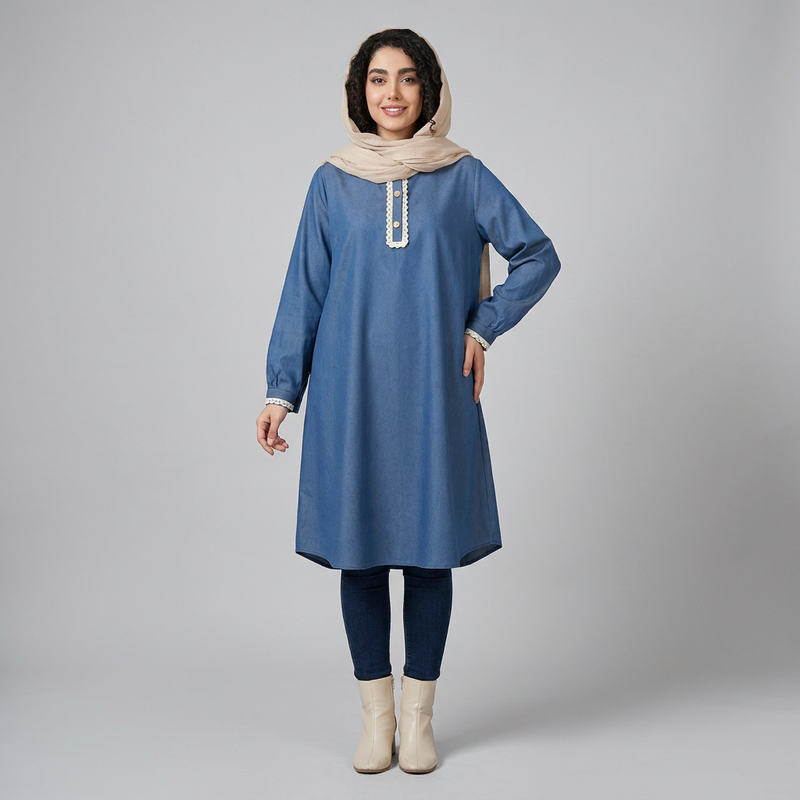 مانتو زیر زانو زنانه مدل کاغذی کد ۱۰۰ - تصویر 2