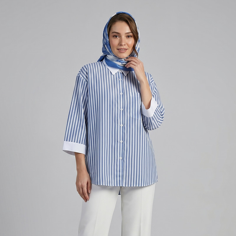 شومیز زنانه آستین‌بلند یقه برگردان ایکس ساید مدل S524810Z8