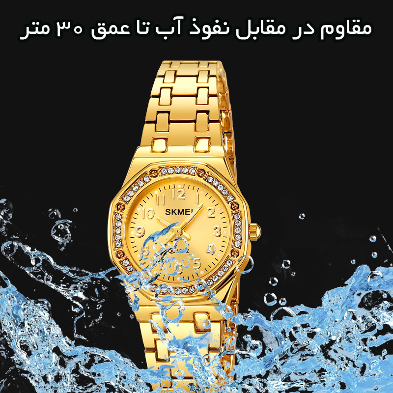 ساعت زنانه اسکمی مدل 2508 GD طلایی نگین‌دار - تصویر 6