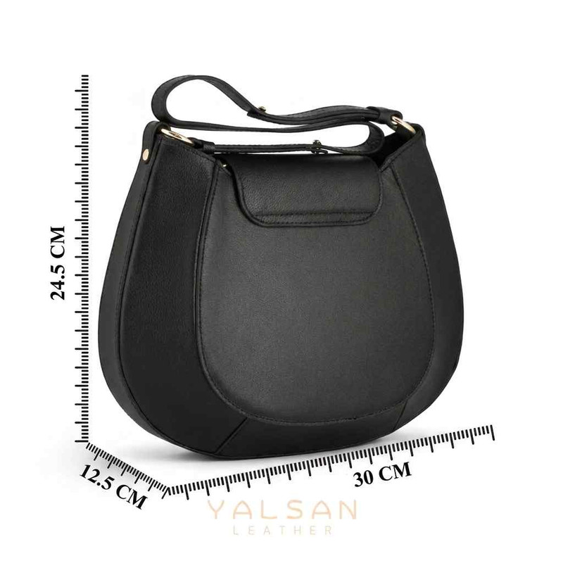 کیف دوشی زنانه چرم یلسان مدل آوید کد ۲۱۸-GN، مشکی، قفل طلایی - تصویر 9