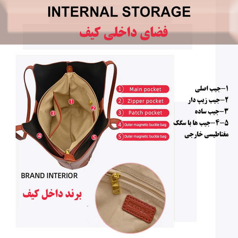 کیف دستی زنانه باتلی مدل 1012 جادار و رسمی - تصویر 7