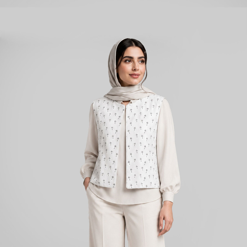 وست زنانه تولیکا مدل ۳۳۰۷۴ طرح گل‌دار سفید