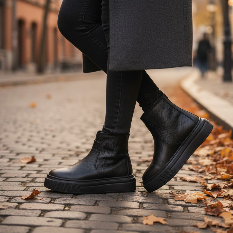 نیم‌بوت زنانه چرم مشهد مدل J2726-001 - تصویر 16