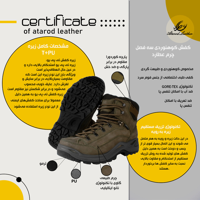 کفش کوهنوردی چرم عطارد مدل SHK05 از چرم طبیعی ضد آب - تصویر 66