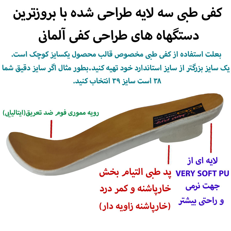 کفش طبی زنانه چرم تبریز مدل ارتوپدی طبی شش لایه - تصویر 7