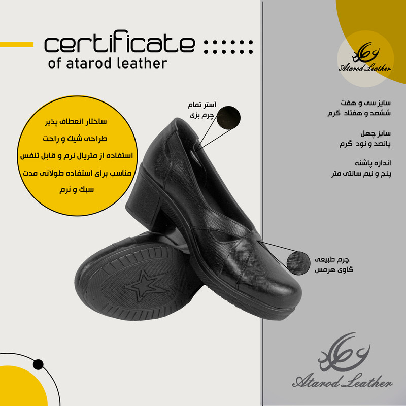 کفش زنانه چرم طبیعی عطارد مدل SH214 - تصویر 4