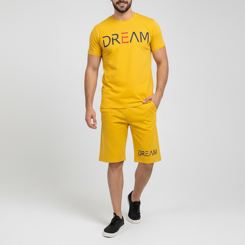 ست تیشرت و شلوارک مردانه پرینت Dream سایز XL تا ۴XL