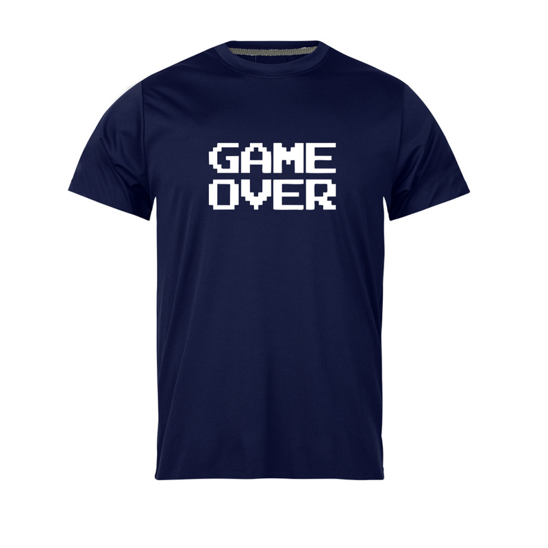 تی‌شرت مردانه آستین کوتاه سرمه‌ای طرح Game Over کد N1_0049
