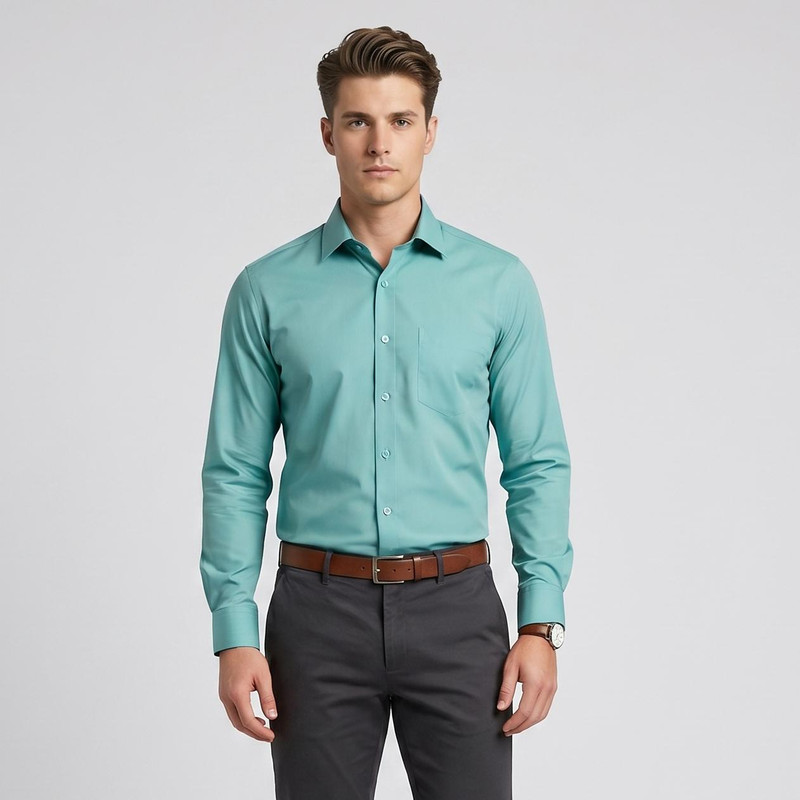 پیراهن مردانه آستین‌بلند یقه برگردان تترون قزاع کره‌ای مدل ۲۰۲۶