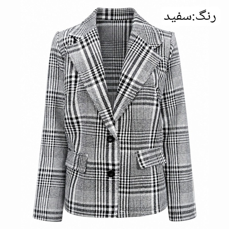 مانتو کتی زنانه چهارخانه تویت روی باسن دو دکمه - تصویر 7