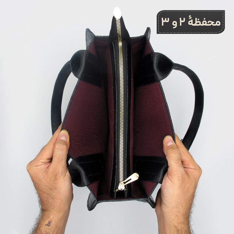 کیف دستی زنانه چرم طبیعی مدل 129F جادار و شیک - تصویر 7