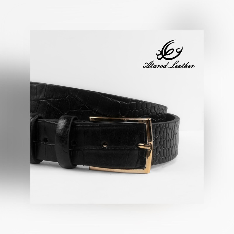 ست هدیه چرم عطارد A56 - ۴ تکه کمربند، کیف پول و دو جاکلیدی طرح کروکودیل - تصویر 9