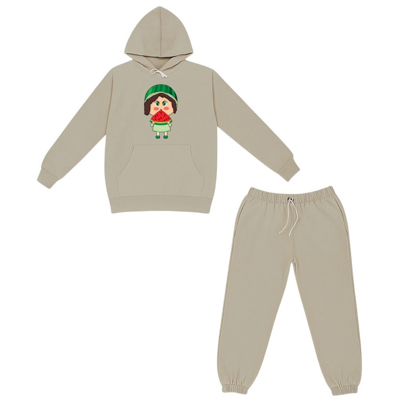 ست سویشرت و شلوار بچه‌گانه طرح دخترک یلدایی، پنبه دورس