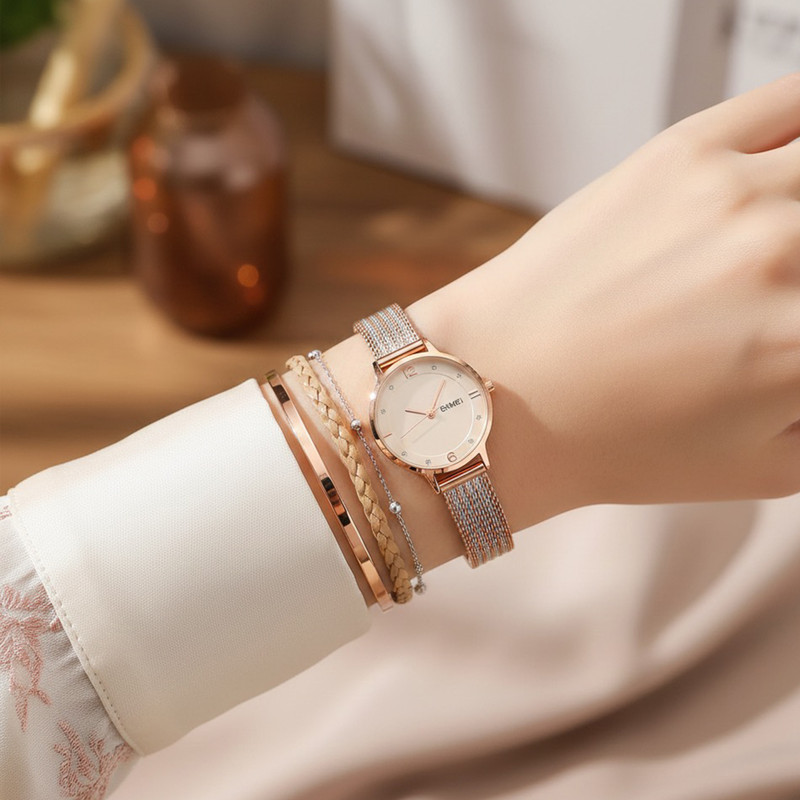 ساعت مچی زنانه اسکمی کوارتز مدل حصیری کد 166B - تصویر 2