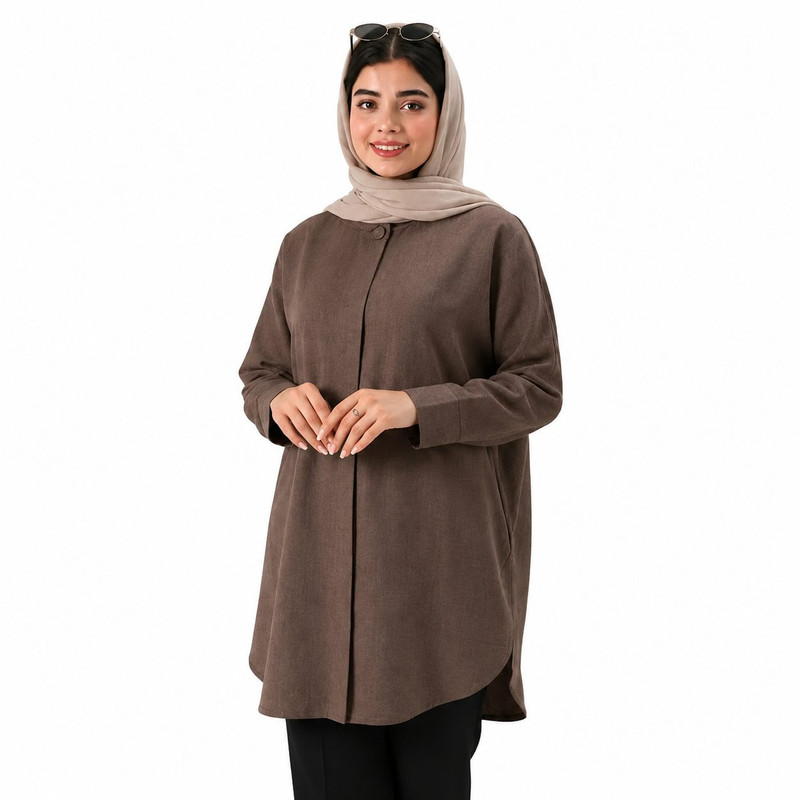 رویه زنانه مدل صوفیا پشت‌پیله یقه گرد دکمه مخفی آستین سه‌ربع - تصویر 9