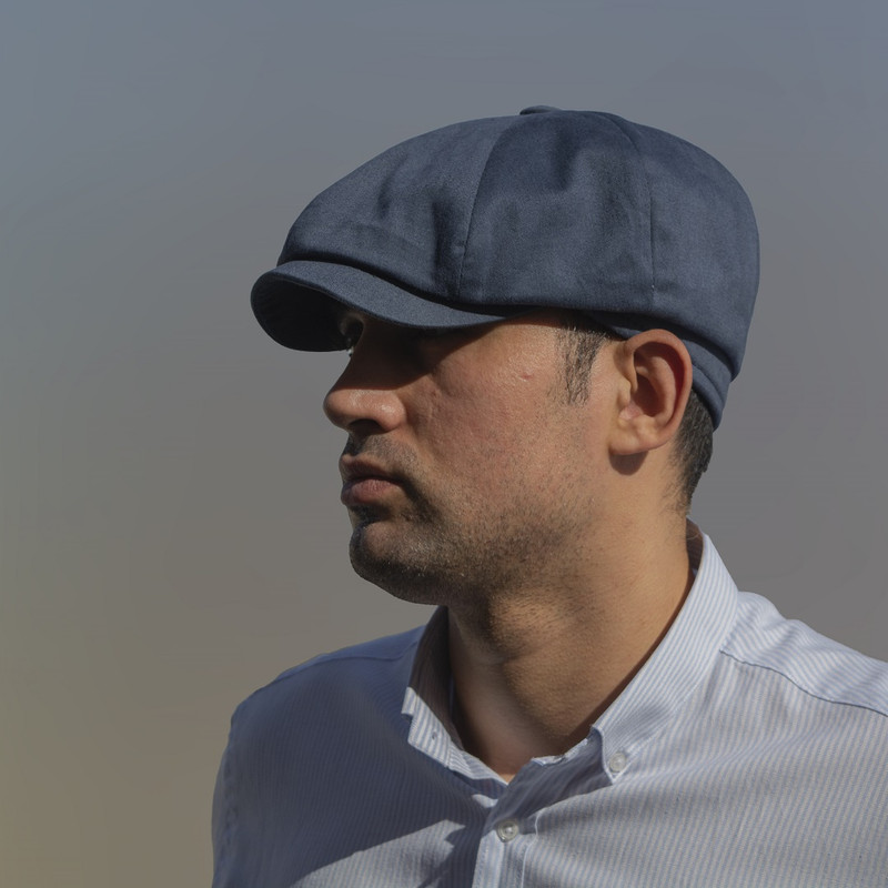 کلاه مردانه بروکلین هشت‌پنل کتان بروجرد آبی نفتی با پشت‌شال - تصویر 3