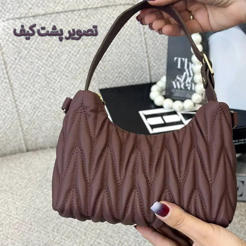 کیف رودوشی زنانه چرم مصنوعی با دوخت لمسی و یراق طلایی - تصویر 5