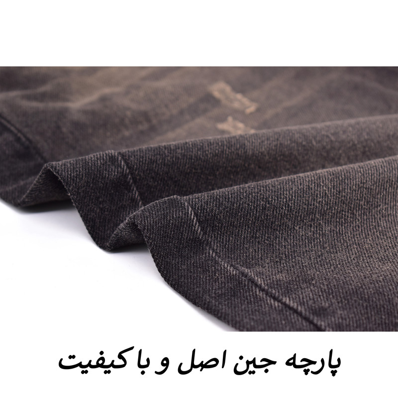 شلوار جین مام‌فیت مردانه اشورن ذغالی با افکت وینتیج - تصویر 5