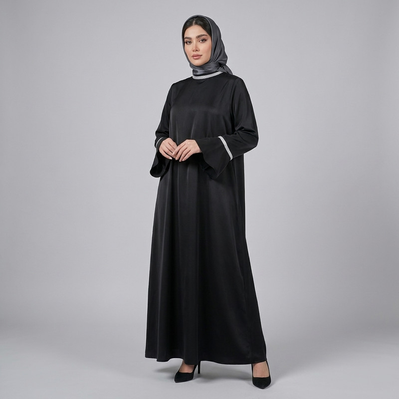 مانتو زنانه عبائی مجلسی استین کلوش کار شده کد 140