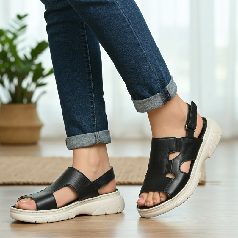 صندل طبی زنانه شتاب مدل رژا با پاشنه پهن و ارتفاع متعادل - تصویر 8