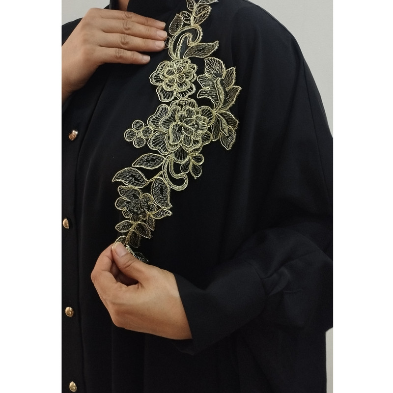 مانتو زنانه مدل درخشان مشکی زیر زانو - تصویر 4