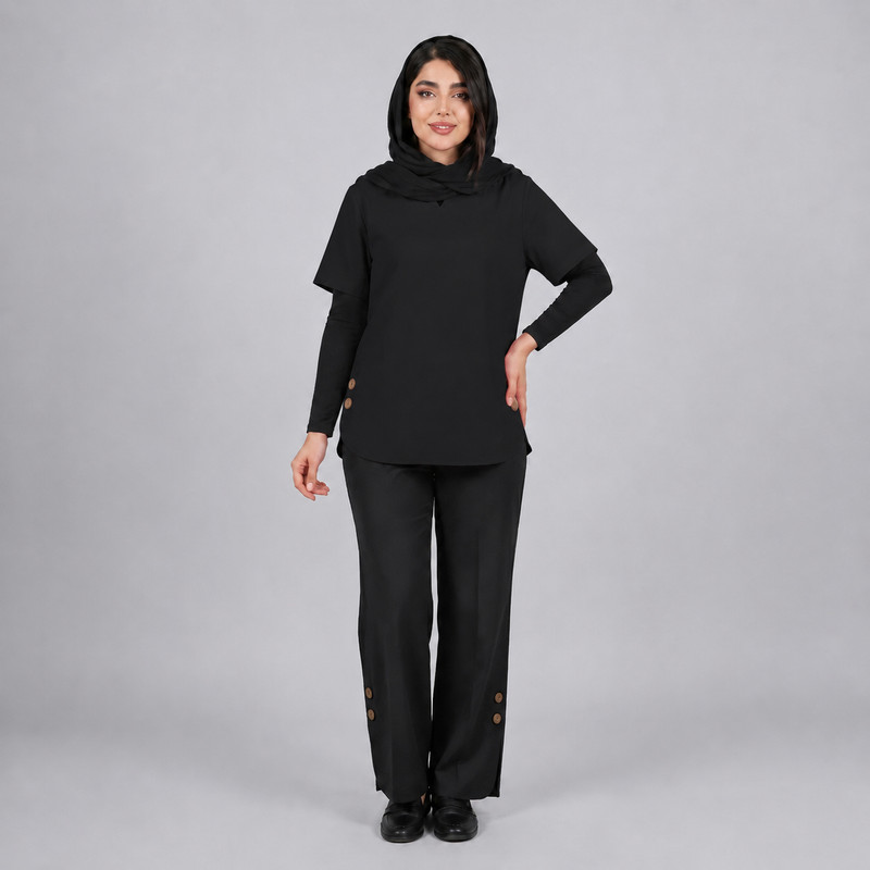 ست تی‌شرت آستین کوتاه و شلوار راحتی زنانه مدل ترنم