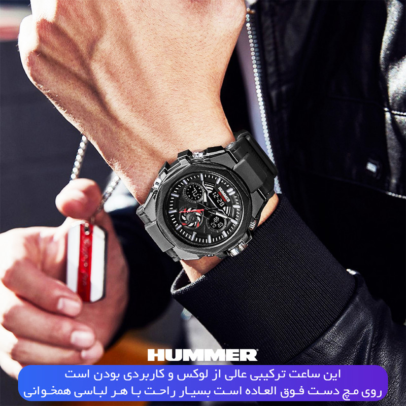 ساعت مچی مردانه هامر بدنه استیل با بند رابر ضد آب - تصویر 5