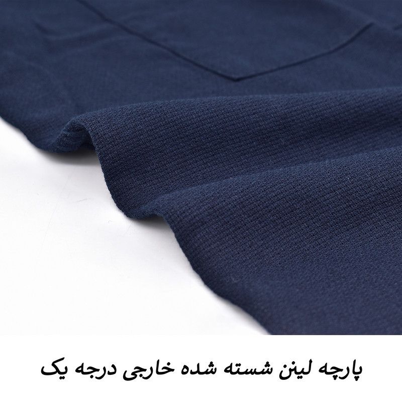 پیراهن آستین بلند یقه برگردان مردانه لینن با دو جیب سینه - تصویر 47