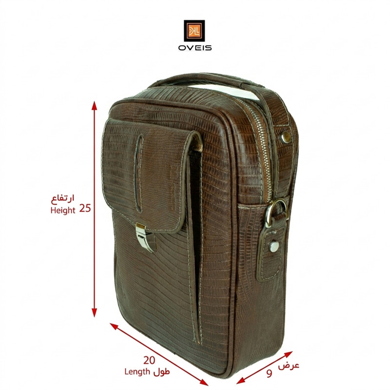 کیف رودوشی مردانه چرم اویس K12007_L طرح سوسماری - تصویر 6