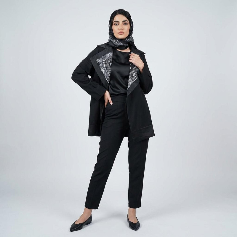 مانتو زنانه مدل ۸۰۲۳ یقه انگلیسی روی زانو پوپلین