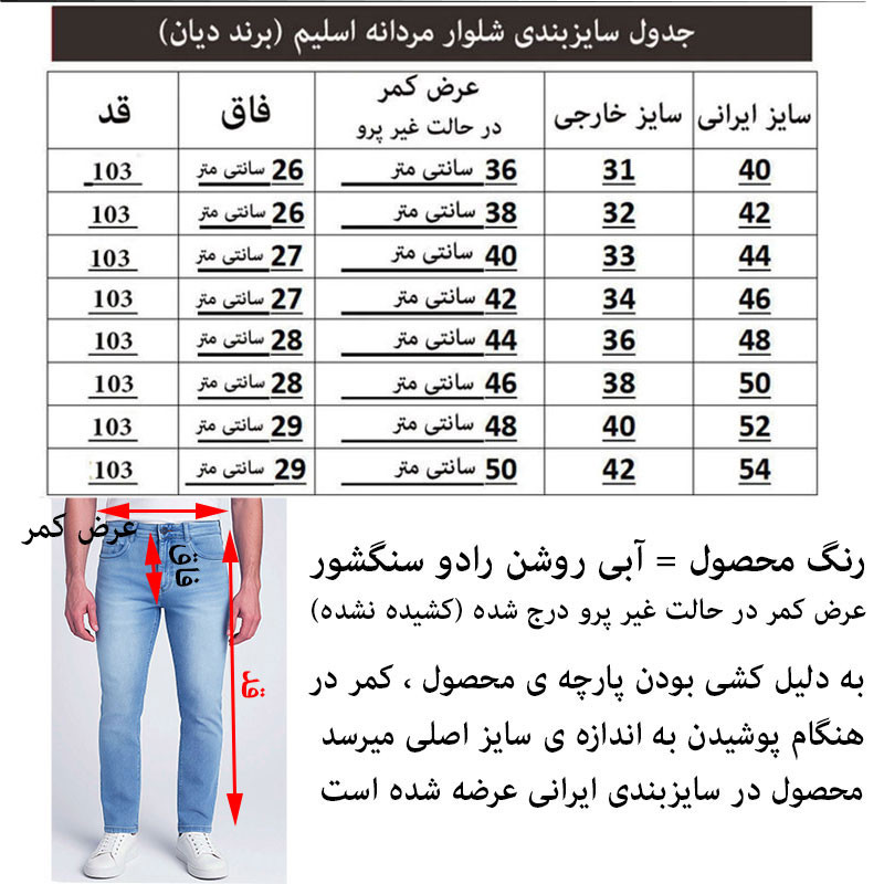 شلوار جین مردانه دیان مدل KA-RA سرمه‌ای مات سنگشور - تصویر 18