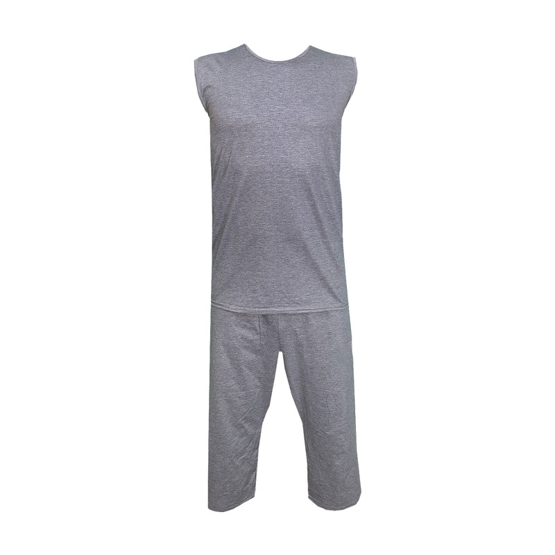 ست تاپ و شلوارک مردانه ملانژ ساده سایز L تا 2XL - تصویر 7