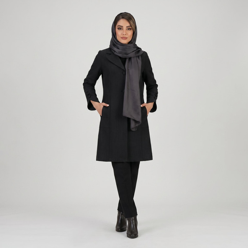 مانتو زنانه السانا مدل سامینا زیر زانو یقه انگلیسی