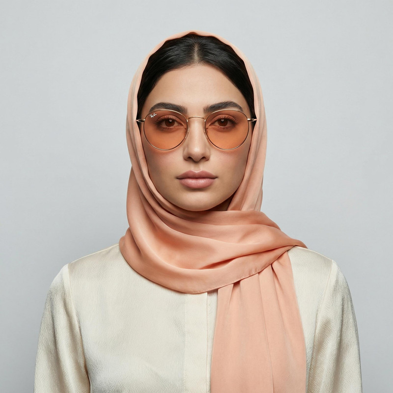 عینک آفتابی گرد زنانه ری بن مدل 0RB0103S-001-69 فریم طلایی عدسی صورتی - تصویر 3