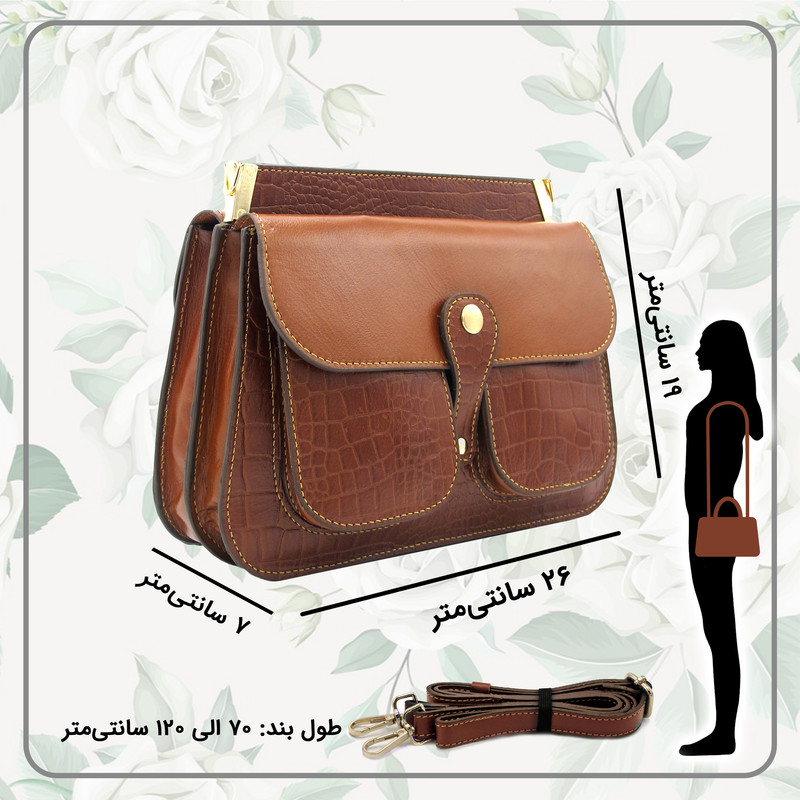 کیف رودوشی زنانه چرم طبیعی مدل MRS116C دوطرفه - تصویر 5