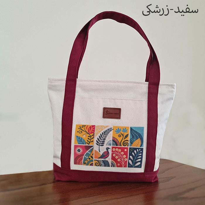 کیف دوشی زنانه پارچه کتان طرح سنتی مدل SG-006 قابل شستشو - تصویر 3