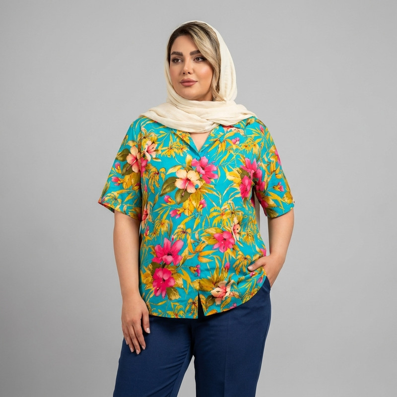 تونیک زنانه آستین کوتاه مگی سویت مدل 4345 گلدار - تصویر 3